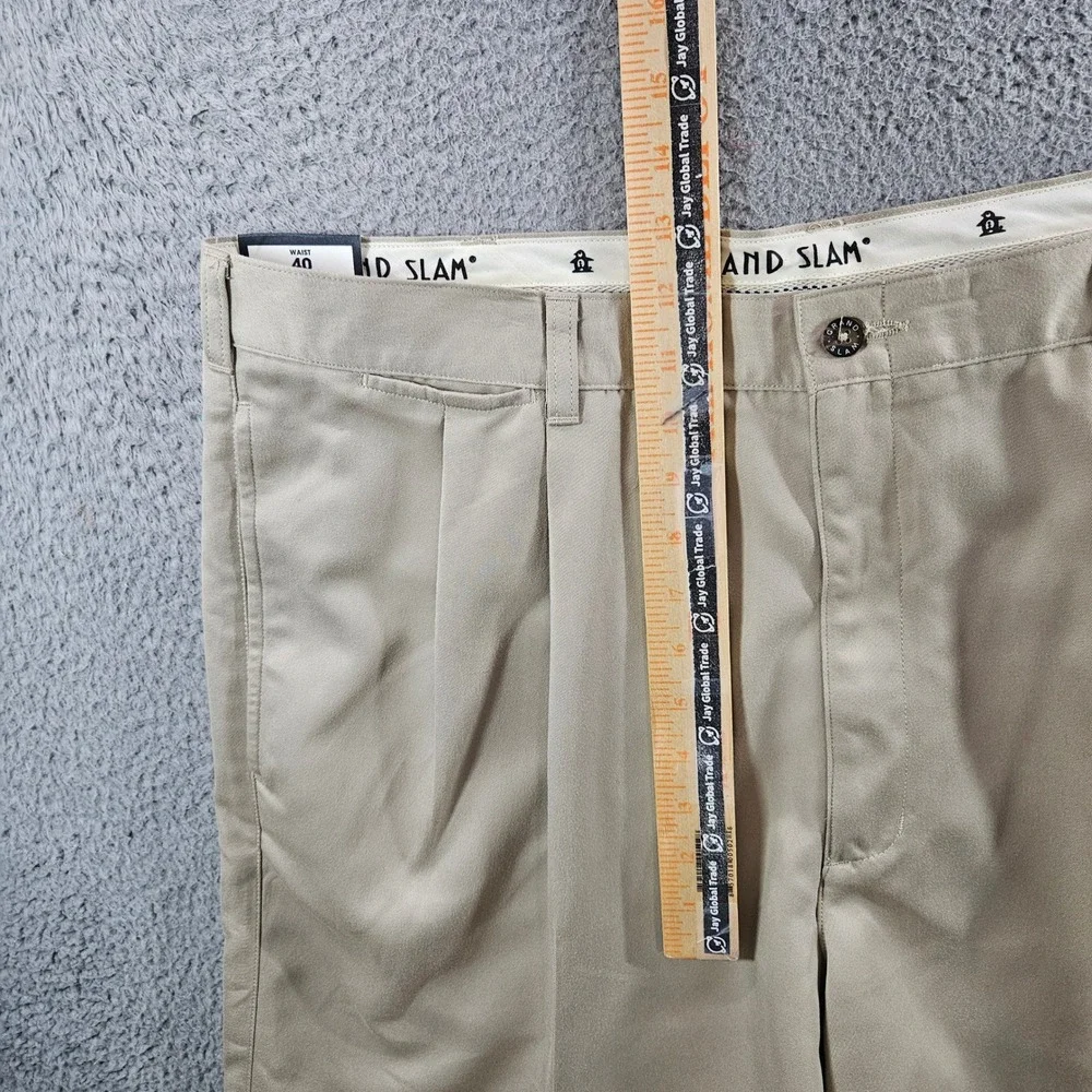 Grand Slam Mens Pleated Golf Shorts Khaki Tan Size 40‎ NEW NWT